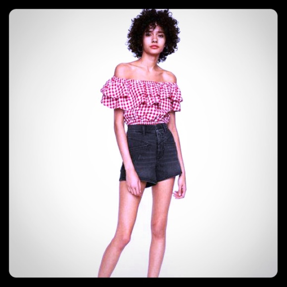 NWT Express Red Gingham Crop Top